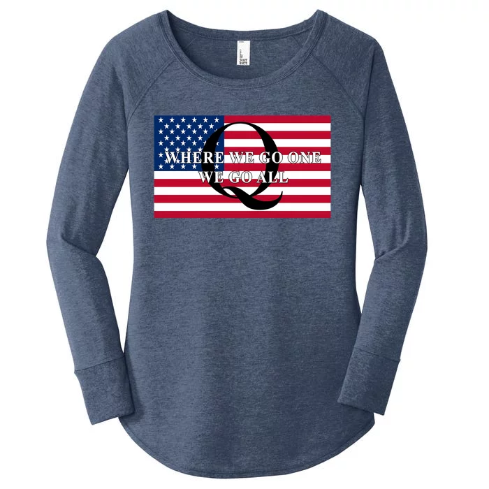 Trump Qanon Where We Go One We Go All Women's Perfect Tri Tunic Long Sleeve Shirt