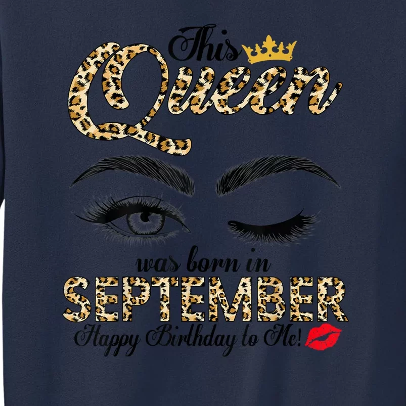 This Queen Was Born In September Leopard Girls Ladies Sweatshirt