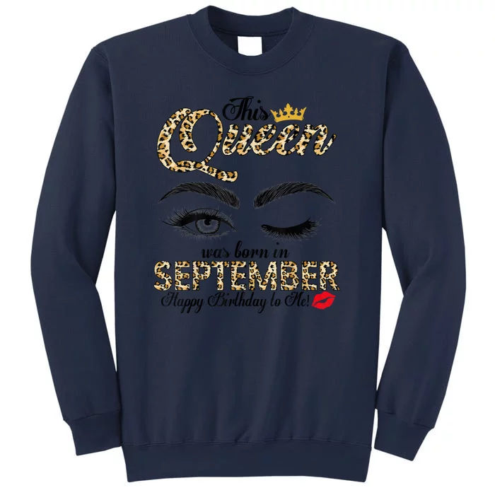 This Queen Was Born In September Leopard Girls Ladies Sweatshirt