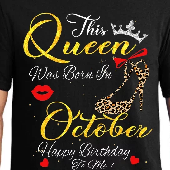 This Queen Was Born In October Birthday Gifts Women Her Pajama Set