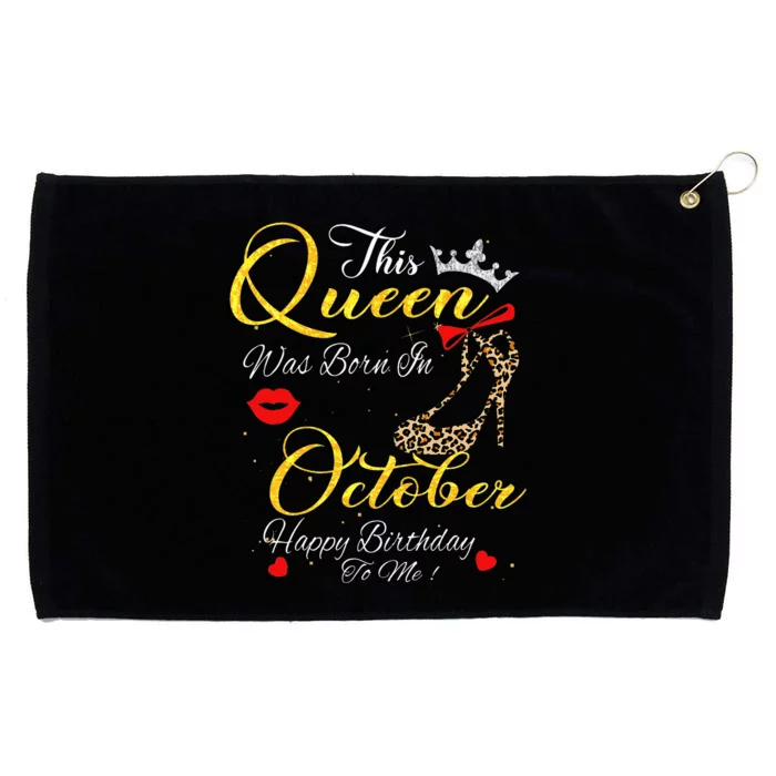 This Queen Was Born In October Birthday Gifts Women Her Grommeted Golf Towel