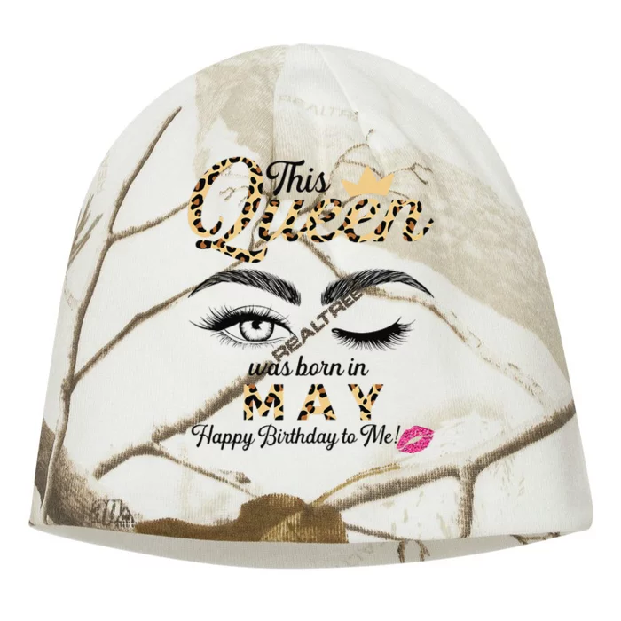 This Queen Was Born In May White Queen Birthday Kati - Camo Knit Beanie