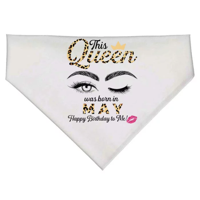 This Queen Was Born In May White Queen Birthday USA-Made Doggie Bandana