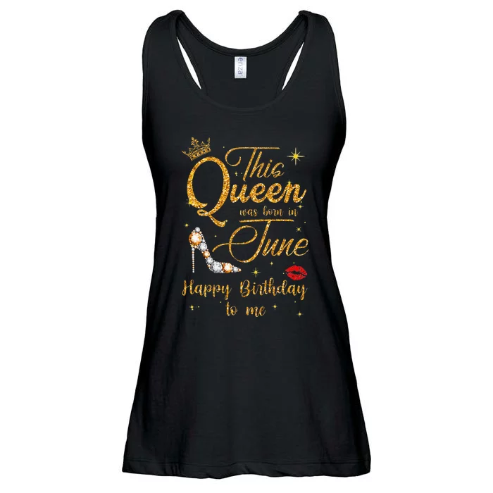 This Queen Was Born In June Happy Birthday To Me Ladies Essential Flowy Tank