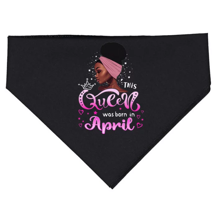 This Queen Was Born In April Black Queen Birthday USA-Made Doggie Bandana