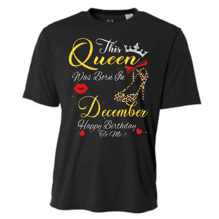 This Queen Was Born In December Leopard Birthday Gift Cooling Performance Crew T-Shirt