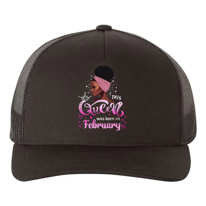 This Queen Was Born In February Black Queen Birthday Yupoong Adult 5-Panel Trucker Hat