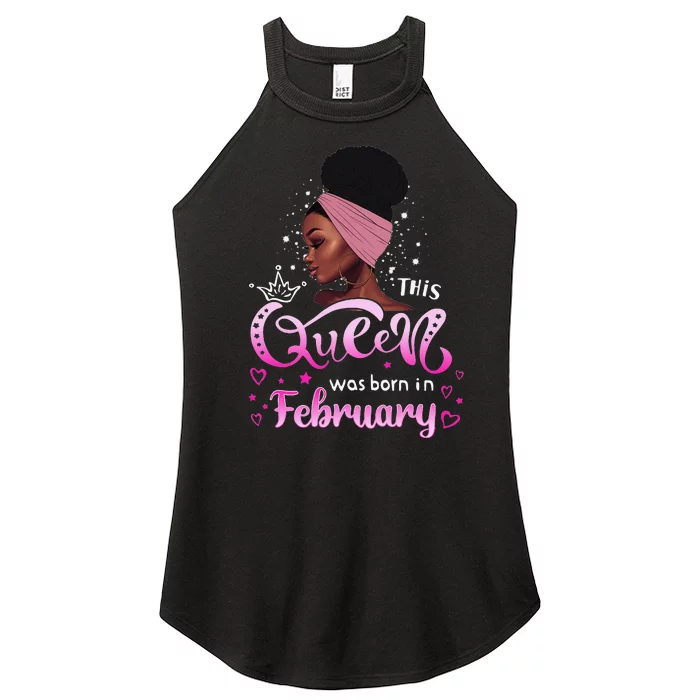 This Queen Was Born In February Black Queen Birthday Women’s Perfect Tri Rocker Tank