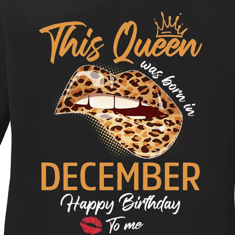 This Queen Was Born In December Happy Birthday To Me Leopard Ladies Long Sleeve Shirt