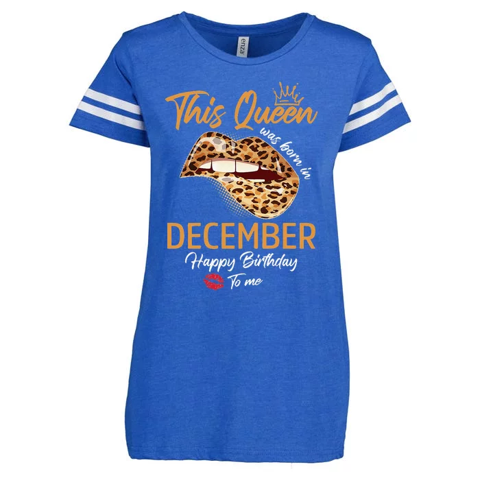 This Queen Was Born In December Happy Birthday To Me Leopard Enza Ladies Jersey Football T-Shirt