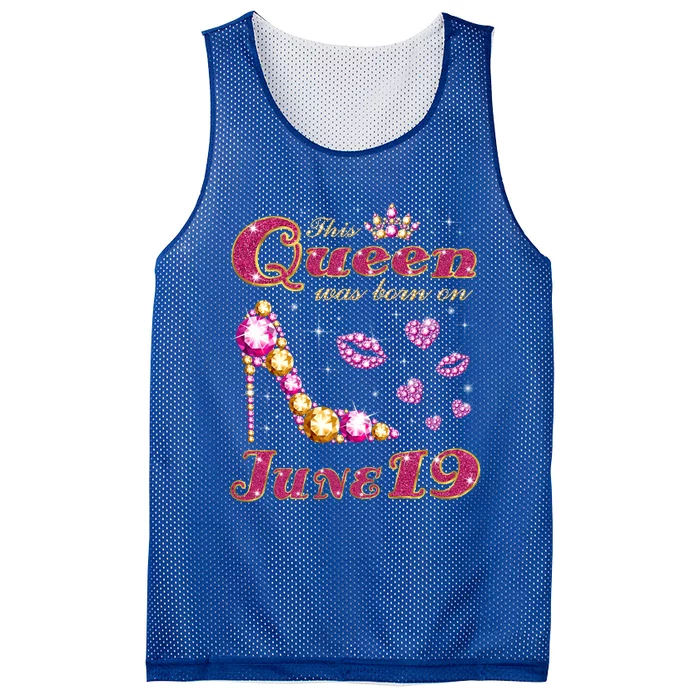 This Queen Was Born On June 19 Gift Mesh Reversible Basketball Jersey Tank