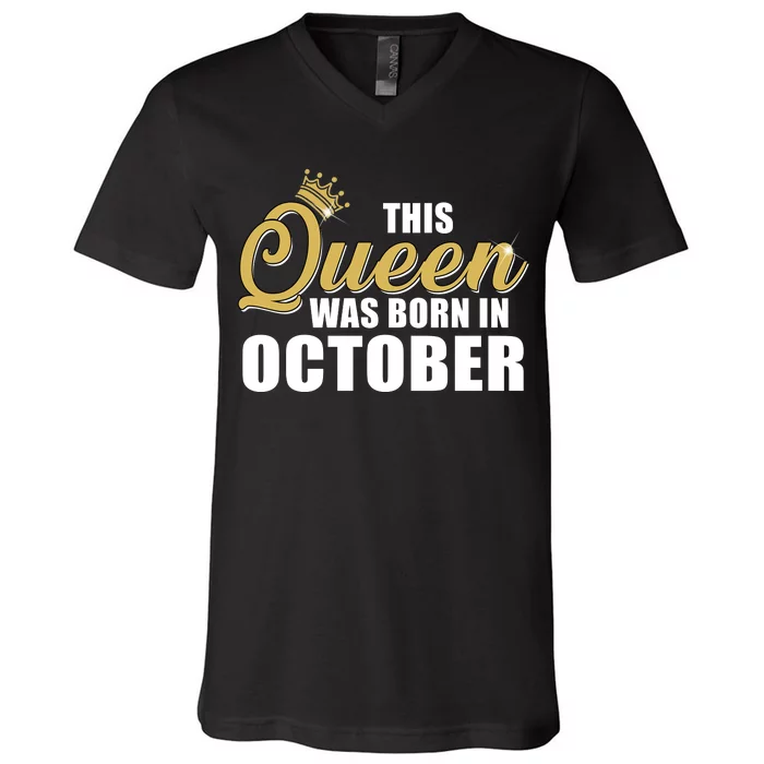 This Queen Was Born In October V-Neck T-Shirt