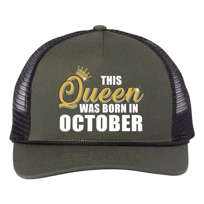 This Queen Was Born In October Retro Rope Trucker Hat Cap