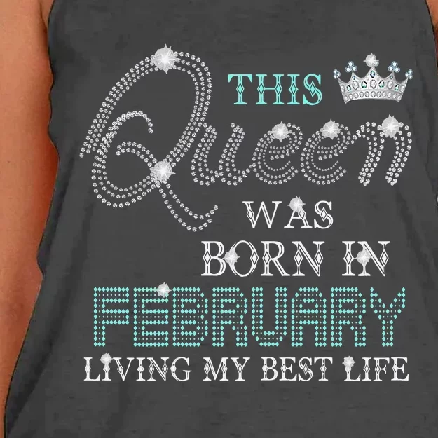 This Queen Was Born In February Living My Best Life Women's Knotted Racerback Tank