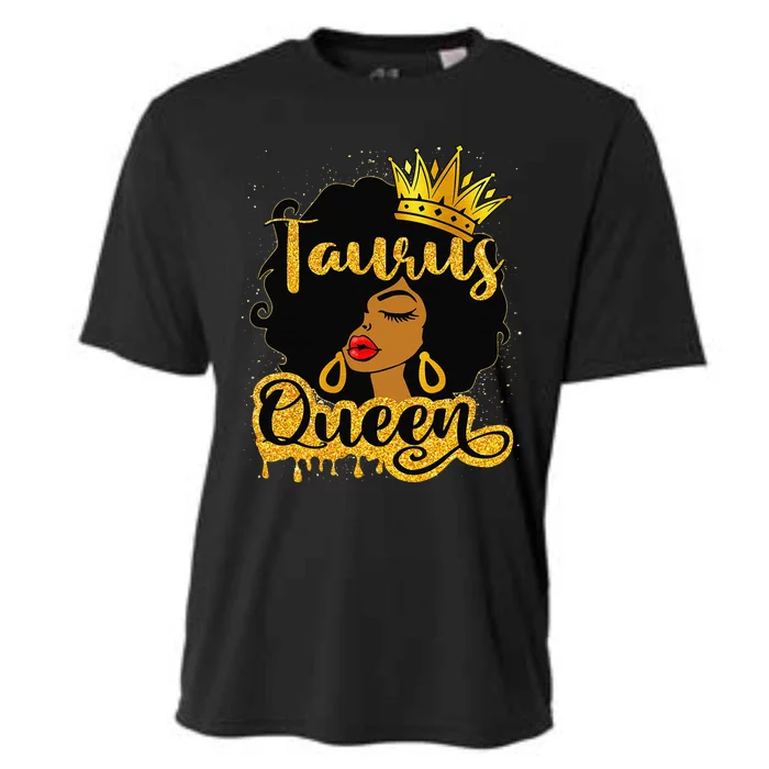 Taurus Queen Zodiac Sign Birthday Afro Black Woman Cooling Performance Crew T-Shirt