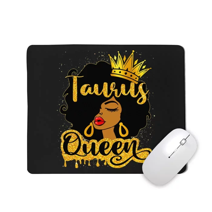 Taurus Queen Zodiac Sign Birthday Afro Black Woman Mousepad