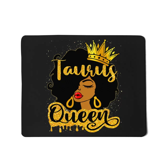 Taurus Queen Zodiac Sign Birthday Afro Black Woman Mousepad