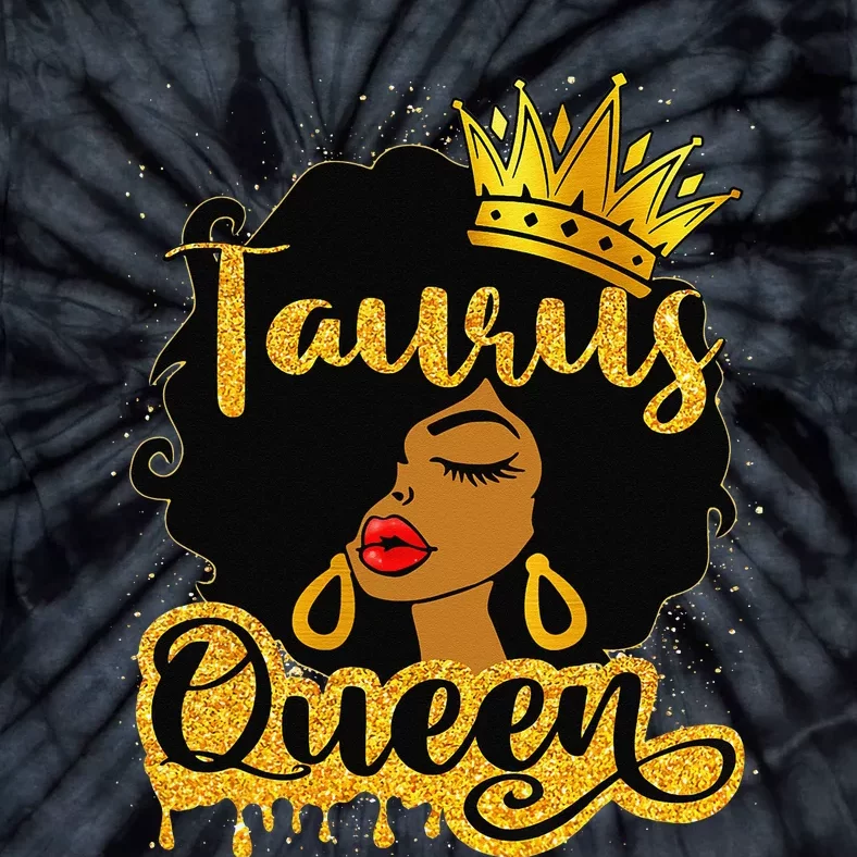 Taurus Queen Zodiac Sign Birthday Afro Black Woman Tie-Dye T-Shirt