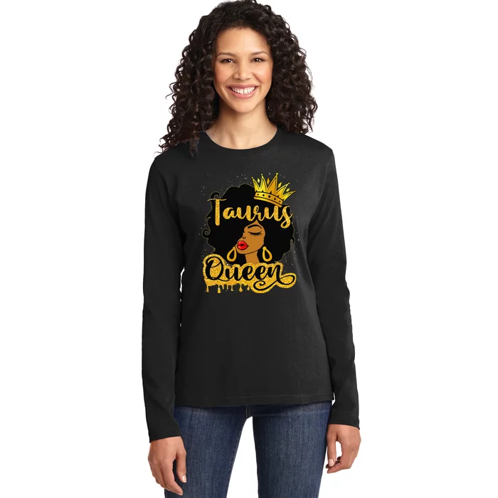 Taurus Queen Zodiac Sign Birthday Afro Black Woman Ladies Long Sleeve Shirt