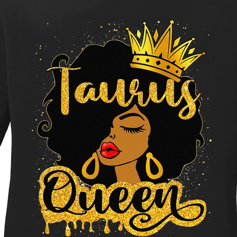 Taurus Queen Zodiac Sign Birthday Afro Black Woman Ladies Long Sleeve Shirt