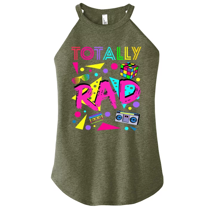 Totally Rad 1980s Vintage Eighties Costume Party Women’s Perfect Tri Rocker Tank