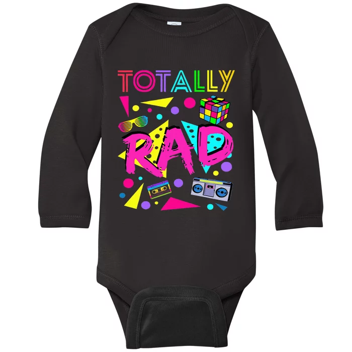 Totally Rad 1980s Vintage Eighties Costume Party Baby Long Sleeve Bodysuit