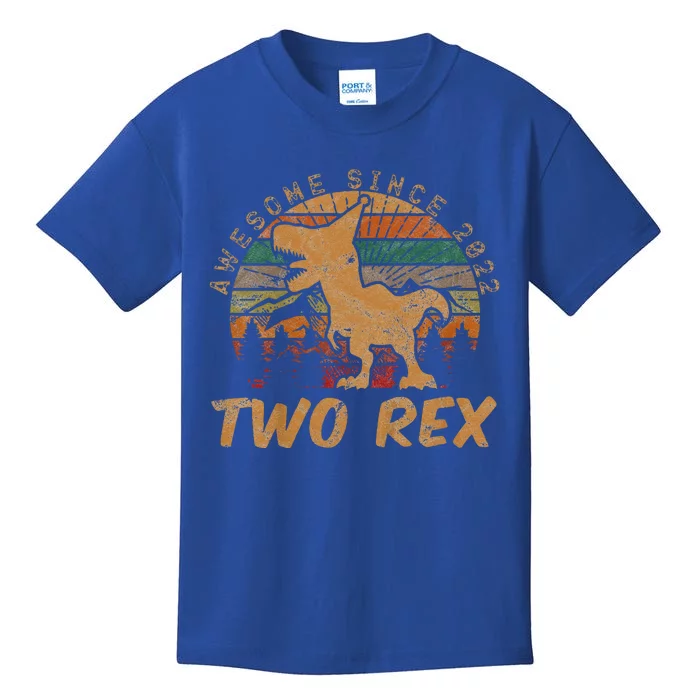 Two Rex 2nd Birthday Gift Second Dinosaur 2 Year Old Kids T-Shirt