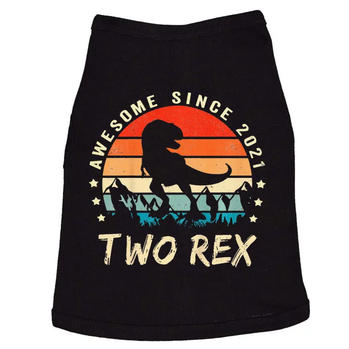 Two Rex 2nd Birthday Gift Second Dinosaur 2 Year Old Doggie Tank