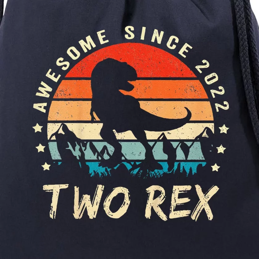 Two Rex 2nd Birthday Gift Second Dinosaur 2 Year Old Drawstring Bag