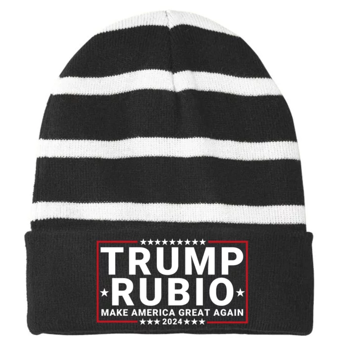 Trump Rubio 2024 Make America Great Again Striped Beanie with Solid Band