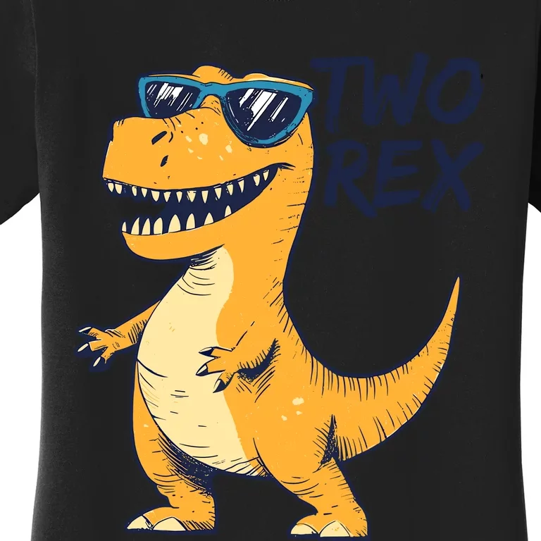 Two Rex 2nd Birthday Gifts Second Dinosaur Boy 2 Years Old Women's T-Shirt