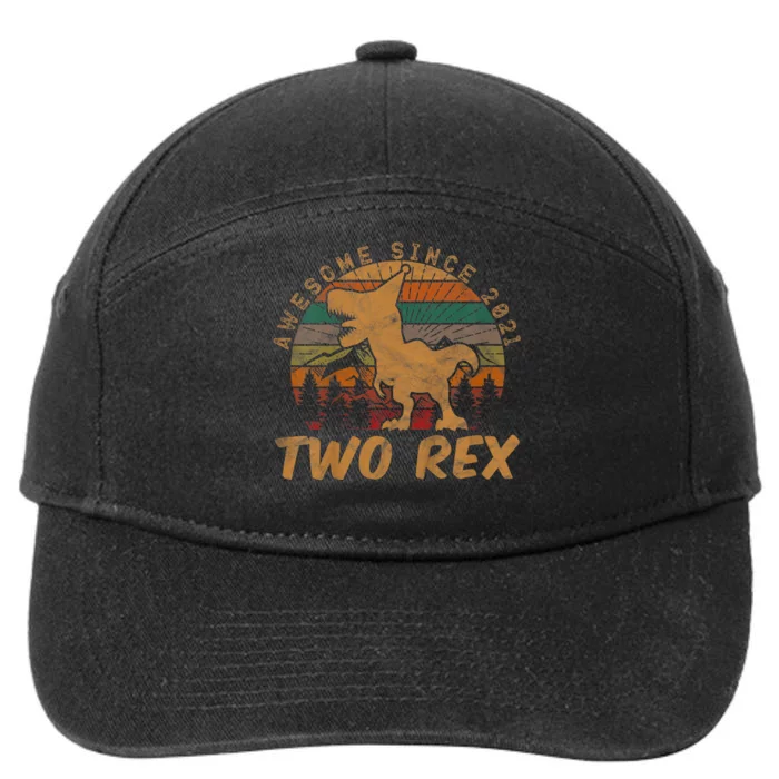 Two Rex 2nd Birthday Gifts Second Dinosaur 2 Year Old 7-Panel Snapback Hat