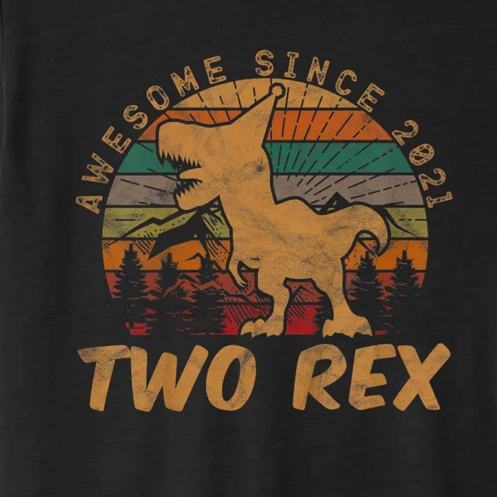 Two Rex 2nd Birthday Gifts Second Dinosaur 2 Year Old ChromaSoft Performance T-Shirt