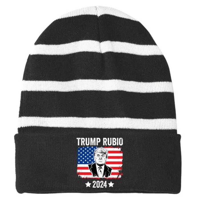 Trump Rubio 2024 Trump 2024 Striped Beanie with Solid Band