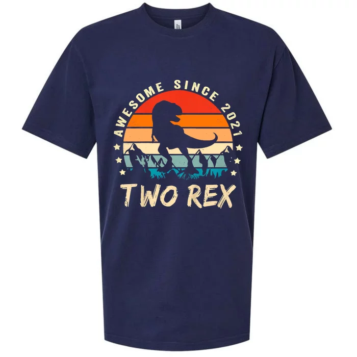 Two Rex 2nd Birthday Gift Second Dinosaur 2 Year Old Sueded Cloud Jersey T-Shirt