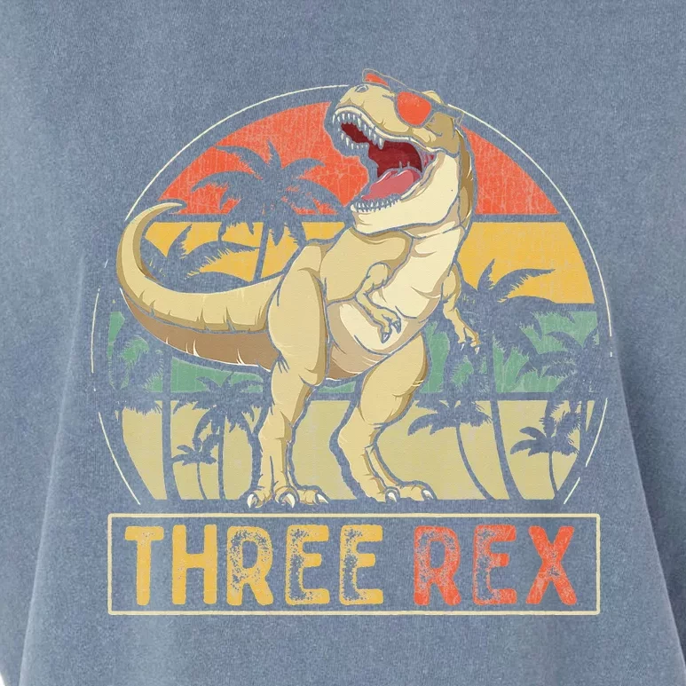 Three Rex 3rd Birthday Gifts Dinosaur 3 Year Old Garment-Dyed Women's Muscle Tee