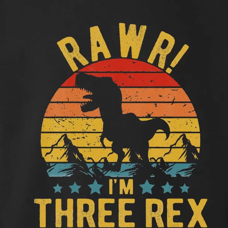 Three Rex 3rd Birthday Dinosaur 3 Year Old Rawr Toddler Hoodie