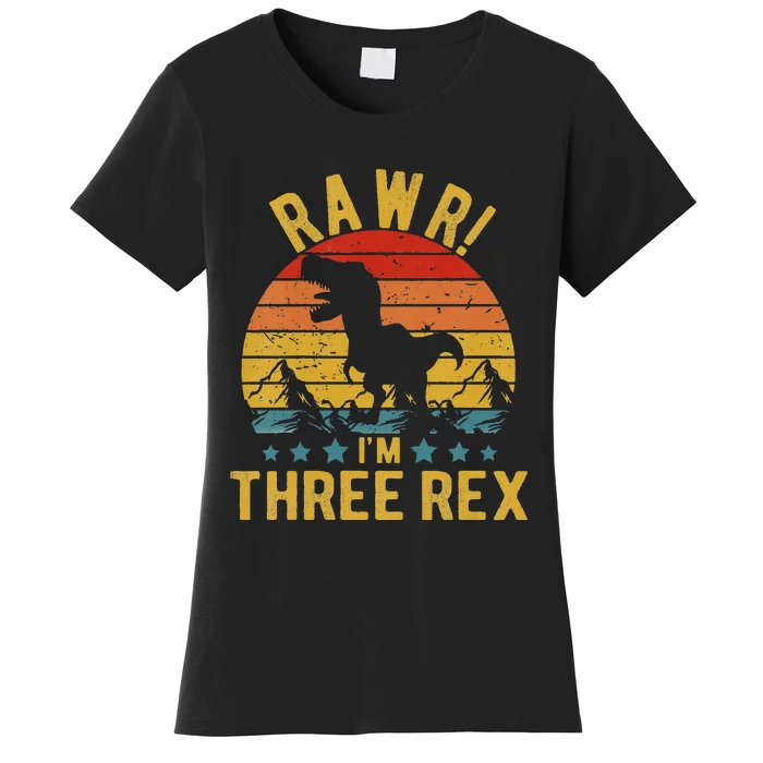 Three Rex 3rd Birthday Dinosaur 3 Year Old Rawr Women's T-Shirt