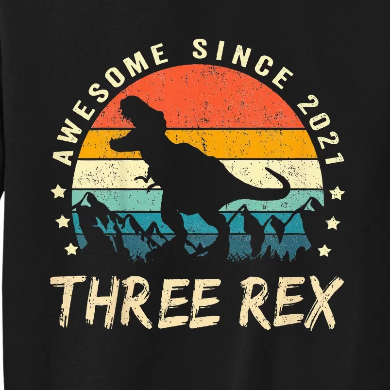 Three Rex 3rd Birthday Third Dinosaur 3 Year Old Tall Sweatshirt