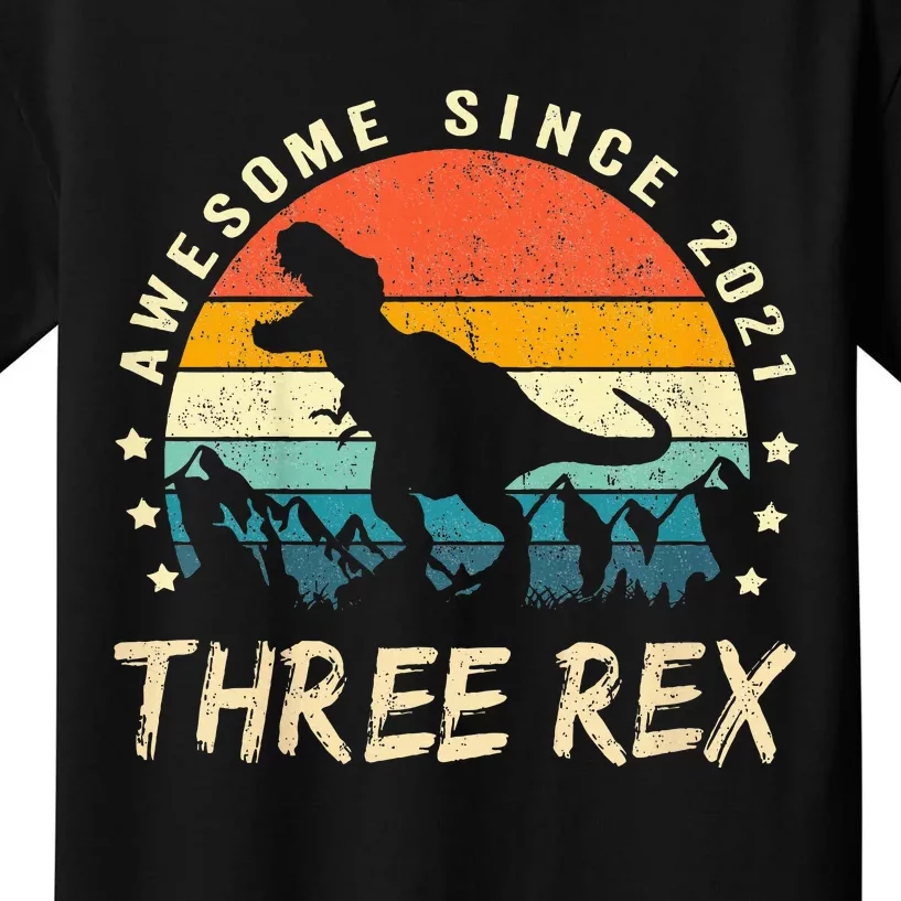 Three Rex 3rd Birthday Third Dinosaur 3 Year Old Kids T-Shirt