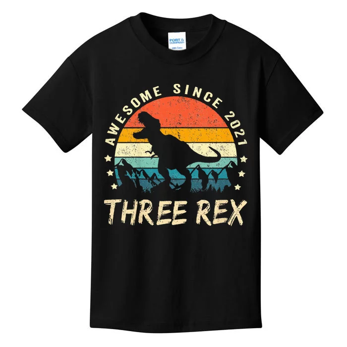 Three Rex 3rd Birthday Third Dinosaur 3 Year Old Kids T-Shirt