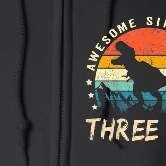 Three Rex 3rd Birthday Third Dinosaur 3 Year Old Full Zip Hoodie