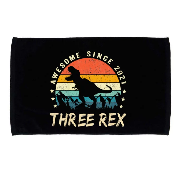 Three Rex 3rd Birthday Third Dinosaur 3 Year Old Microfiber Hand Towel