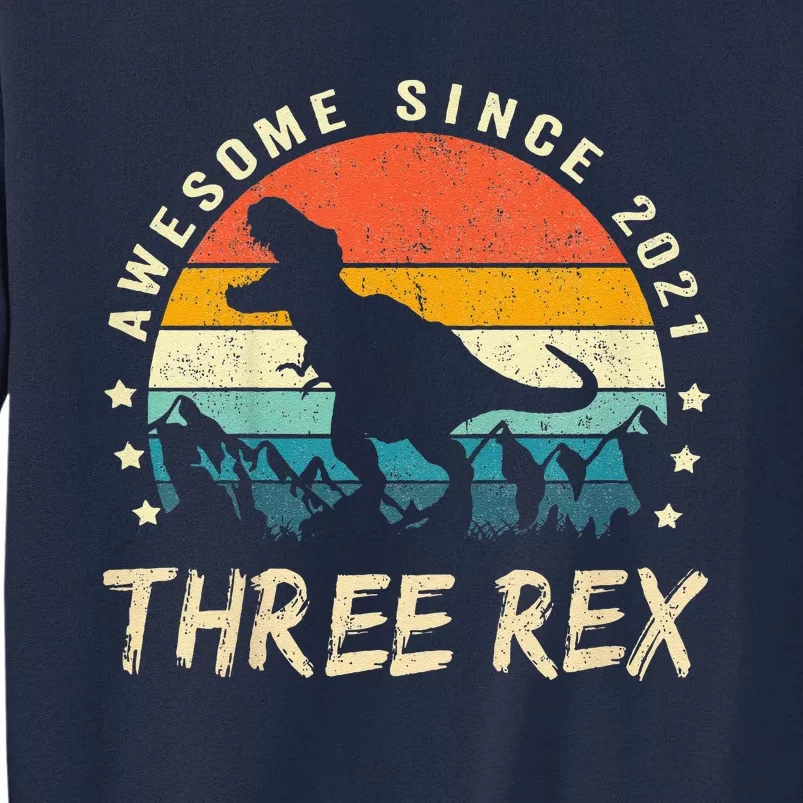 Three Rex 3rd Birthday Third Dinosaur 3 Year Old Tall Sweatshirt