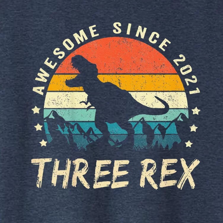 Three Rex 3rd Birthday Third Dinosaur 3 Year Old Women's Crop Top Tee