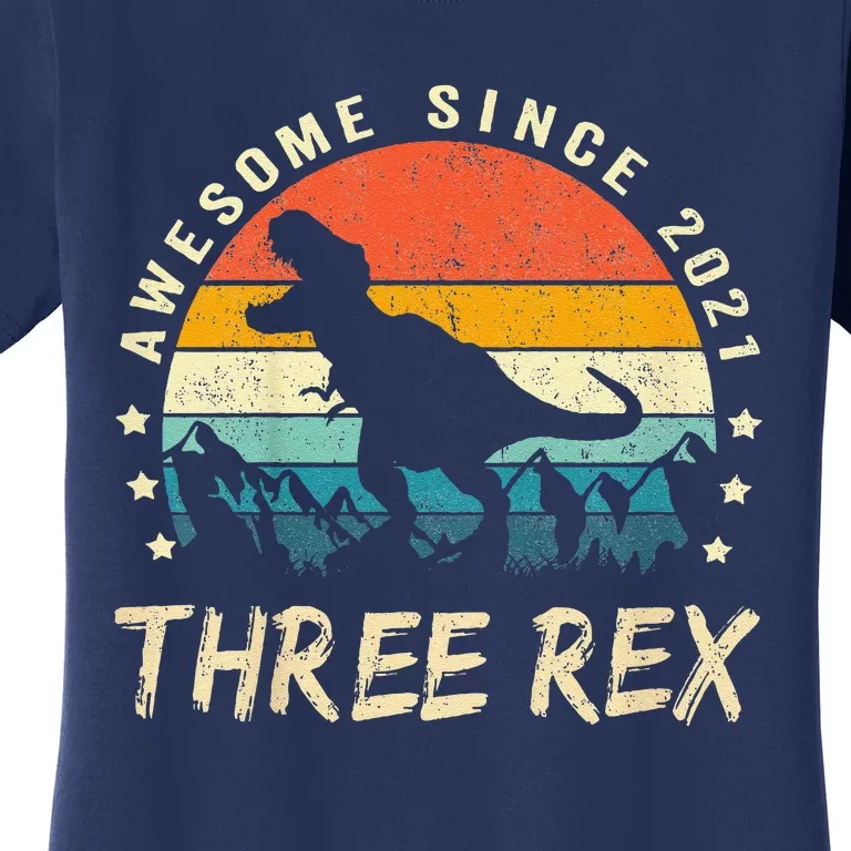 Three Rex 3rd Birthday Third Dinosaur 3 Year Old Women's T-Shirt