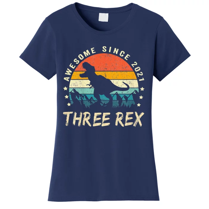 Three Rex 3rd Birthday Third Dinosaur 3 Year Old Women's T-Shirt