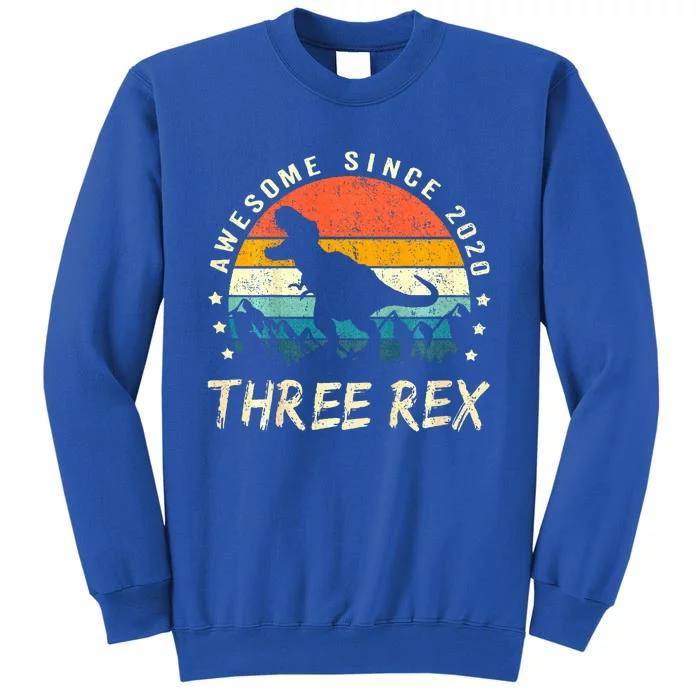 Three Rex 3rd Birthday Third Dinosaur 3 Year Old Tall Sweatshirt