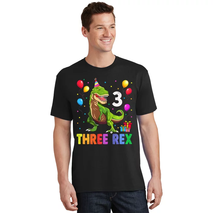 Three Rex 3rd Birthday Third Dinosaur 3 Year Old T-Shirt