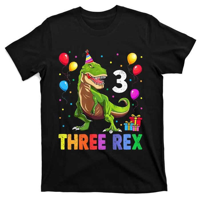 Three Rex 3rd Birthday Third Dinosaur 3 Year Old T-Shirt